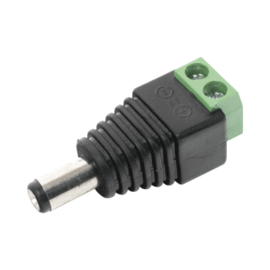 12 Vdc Polarized 3.5 mm Plug Male Adapter / Screw Terminals / Polarized (+/-) / Ideal for Video Surveillance Cameras.