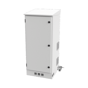 Outdoor Floor Cabinet with Fans and Thermostat, 19" Rack with 16U + Battery Space, Cabinet Ships Assembled