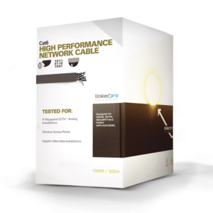 Cat6 UTP weather cable with GEL DOUBLE JACKET, ETL, UL, black color of 1000 ft, for extreme Climates, for video surveillance applications, HD video, and data networks. Weathering