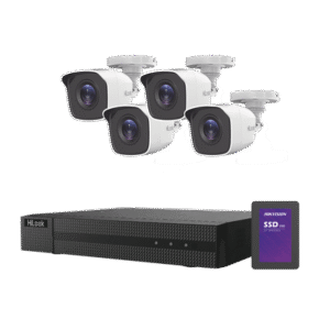 KIT TurboHD 1080p + SSD de 1 TB (1024 GB) / DVR 4 canales / 4 Cámaras Bala de Metal / Fuente de Poder / Accesorios de Instalación
