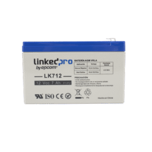 Batería 12 Vcc / 7 Ah / UL / Tecnología AGM-VRLA / Vida útil promedio 5 años / Para uso en equipo electrónico, Alarmas de Intrusión / Incendio / Control de acceso / Video Vigilancia / Terminales F1 ( Incluye adapt