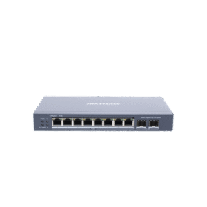 Switch Gigabit PoE+ / Administrable / 8 Puertos Gigabit PoE+ / 2 Puertos SFP / Configuración Nube Hik-Partner Pro / Modo Extendido hasta 300 Metros / 110 W