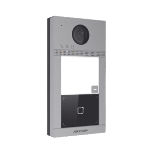 Videoportero IP 2 Megapixel / Llamada y Apertura Remota desde App Hik-Connect / PoE / Exterior IP65 + Antivandalico IK08 / 1 Departamento / Apertura con Tarjeta / Soporta 2 Puertas y hasta 6 Monitores