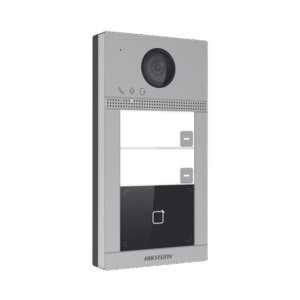 Videoportero IP 2 Megapixel / Llamada y Apertura Remota desde App Hik-Connect (requiere monitor) / PoE / Exterior IP65 + Antivandalico IK08 / 2 Departamentos / Apertura con Tarjeta / Soporta 2 Puertas y hasta 6 Monitores
