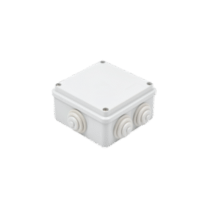 Caja de derivación de PVC Auto-extinguible con 6 entradas, tapa atornillada, 100x100x50 MM, (Medidas internas, mayor área permisible para e cable, Para exterior (IP55)