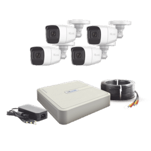 (MICRÓFONO Integrado) Kit TurboHD 1080p Lite / DVR 4 canales / Audio por Coaxitron / 4 Cámaras Bala de Policarbonato con Micrófono Integrado