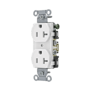 Contacto Dúplex 20 A, 125 V,  2 Polos, 3 Hilos, Cableado Posterior y  Lateral, Color Blanco (Nema 5-20R).