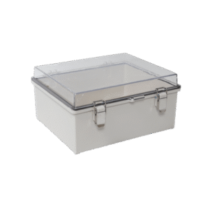 Gabinete Plástico ABS, Puerta Transparente, Uso en Intemperie IP66 (190 x 290 x 140 mm) cierre por Broche Inoxidable y Permite Cerrado con Candado y Llave (Perno 5mm) No Incluido