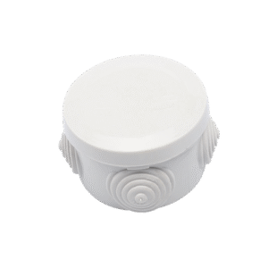 Caja Derivación-Conexión de Plástico Circular con 4 Glándulas de Goma (70 diámetro X 48 alto mm). Para Instalaciones Comerciales,  Residenciales e Industriales. Cerrado a Presión.