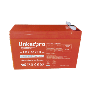 Batería 12 V / 7.5 Ah / UL / Tecnología AGM / Vida útil promedio de 5 años / Retardante a la Flama / Para equipo electrónico, Alarmas de Intrusión / Incendio/ Control de acceso / Video Vigilancia / Incluye adaptad